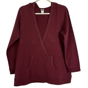 Studded popover long sleeve kangaroo pocket hoodie Sz 18/20